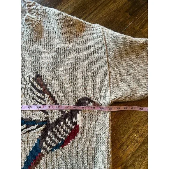 Vintage 90's Cape Isle Knitters Tan Duck Themed Knit Crewneck Sweater Men's L - Picture 8 of 9